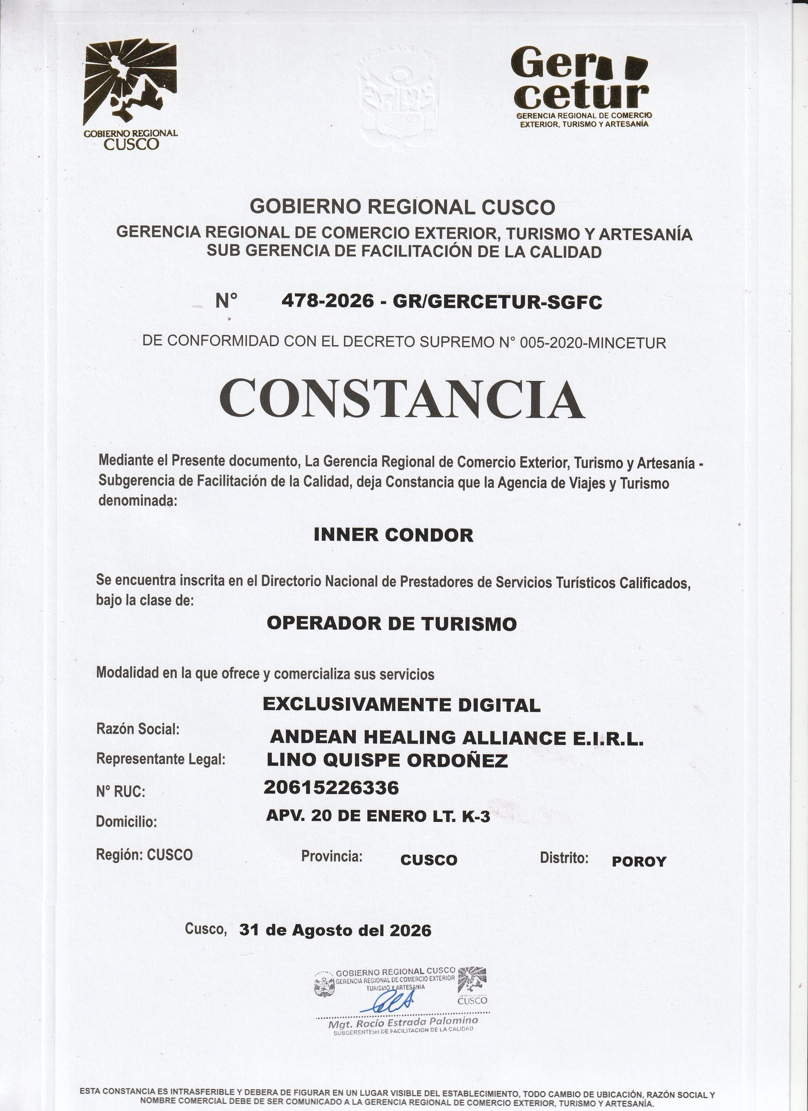 INNERCONDOR Virtual Operating License